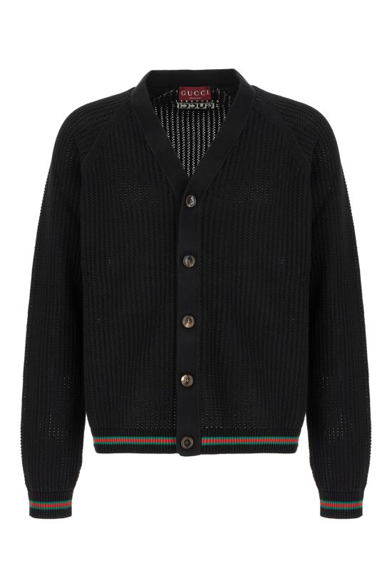 25FW 구찌 웹 아주르 코튼 니트 가디건  788009XKD15 1060 Nero