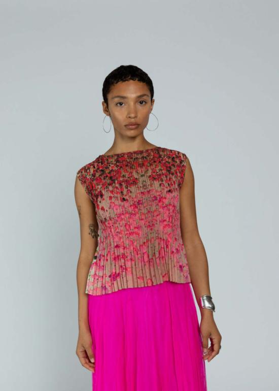  넘버 식스 민소매 티셔츠 No.6 레이 탑 로즈 플로럴