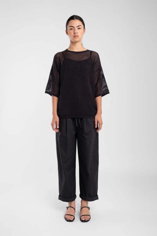  미셀라 그렉 반팔 티셔츠 미카엘라 그렉 래티스 티셔츠 페이디드 블랙