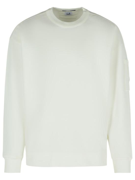 25FW 씨피 컴퍼니 브러쉬드 & 에머라이즈드 다이애그널 플리스 박시 크루넥 스웨트셔츠 19CMSS058A 006372G103 White