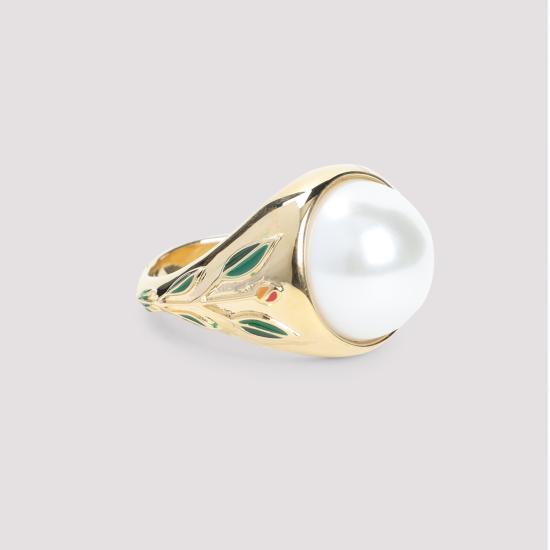 25FW 카사블랑카 반지 APF25JW08801 GOLD PEARL - CASABLANCA