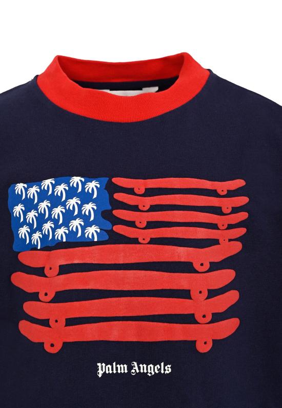 25FW [키즈] 팜앤젤스 티셔츠 PBAA002F25JER0034625 BLUE - PALM ANGELS