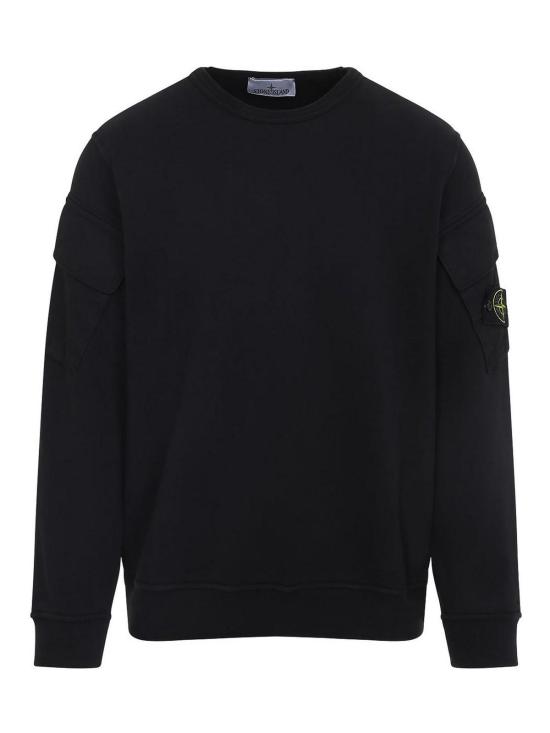  스톤 아일랜드 브러쉬드 오가닉 코튼 플리스 레귤러 핏 크루넥 스웨트셔츠  K2S156100008S0A20V0029 Black