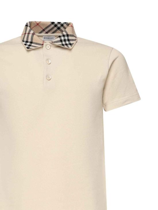  버버리 체크 칼라 코튼 폴로 셔츠 8103864 Beige - BURBERRY
