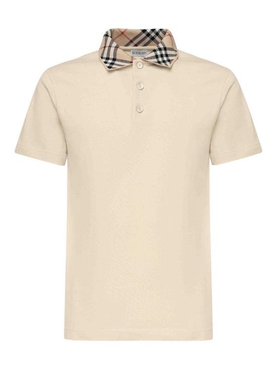  버버리 체크 칼라 코튼 폴로 셔츠 8103864 Beige