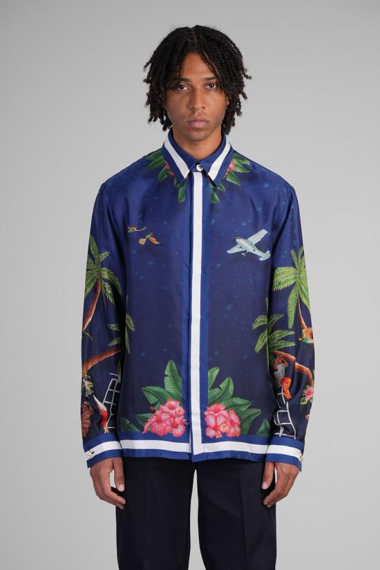 25FW 카사블랑카 긴팔 셔츠 421768 MPF25 SH 021 BLUE