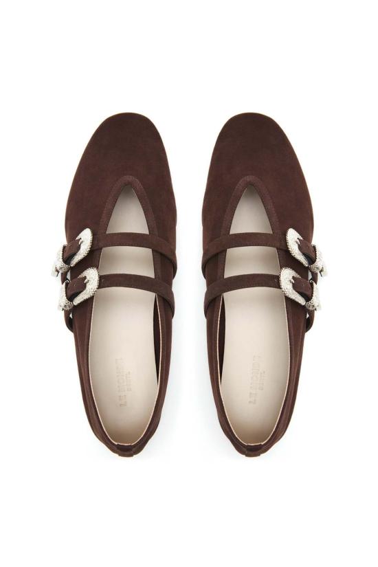  르 몽드 베릴 플랫 슈즈 클라우디아 발레 슬리퍼 초콜릿 - LE MONDE BERYL