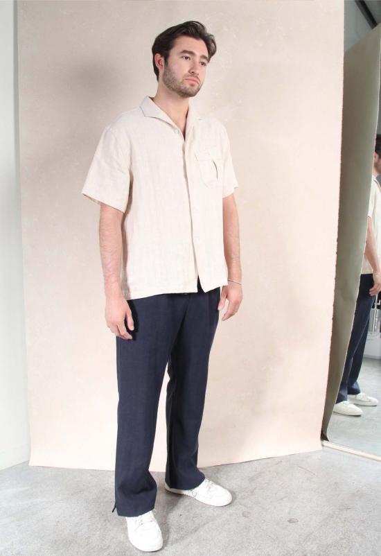  더 엔케이씨 스토어 반팔 셔츠 Nkc 스토어 마크 리넨 세트탑 - The NKC Store