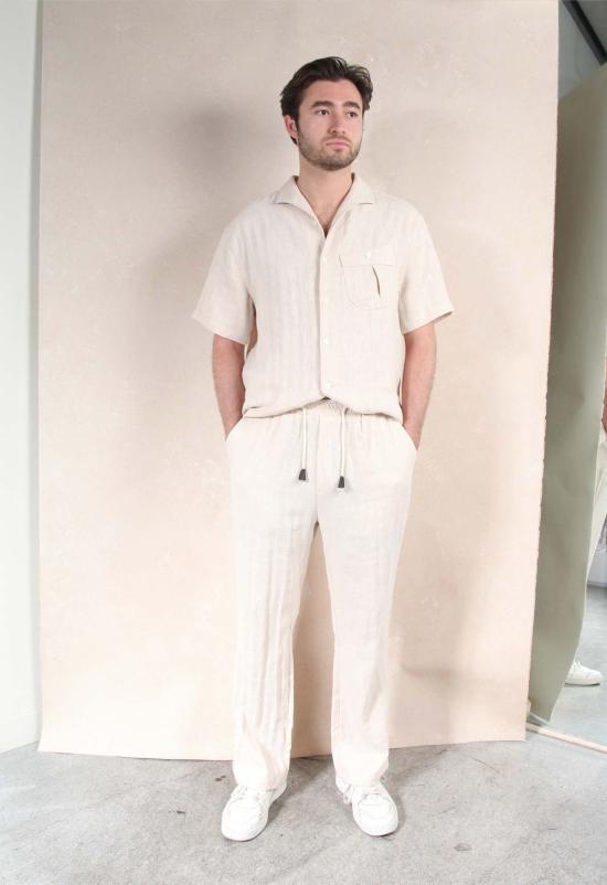  더 엔케이씨 스토어 반팔 셔츠 Nkc 스토어 마크 리넨 세트탑 - The NKC Store