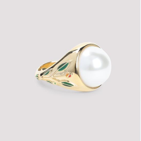 25FW 카사블랑카 반지 APF25JW08801 GOLD PEARL METALLIC - CASABLANCA