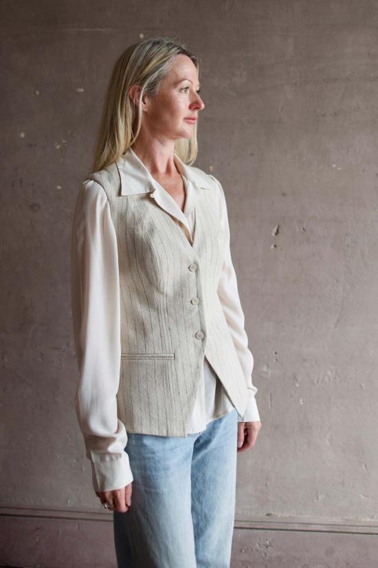  어피스 어파트 코트 어피스 아파트 헬레나 V넥  스트라이프 플랙스