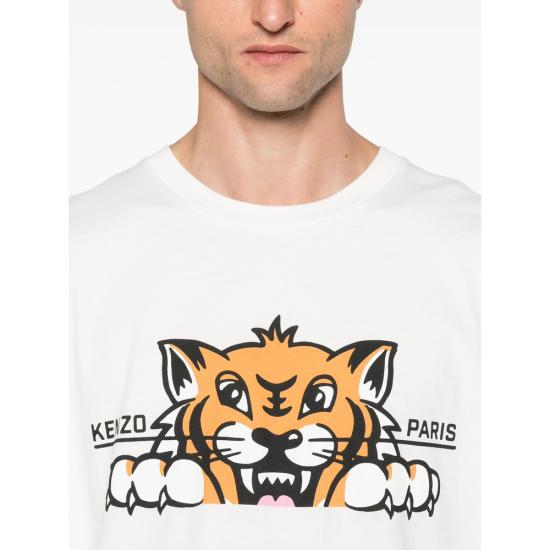 25FW 겐조 반팔 티셔츠 FF65TS4514SG 02 WHITE ORANGE - KENZO