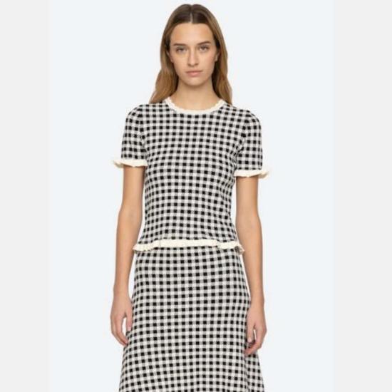  씨뉴욕 블라우스 Sea Ny Saige 깅엄 탑 멀티 - SEA NY