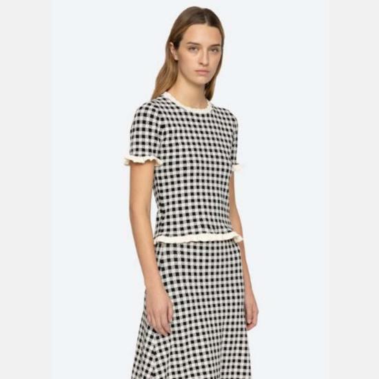  씨뉴욕 블라우스 Sea Ny Saige 깅엄 탑 멀티 - SEA NY