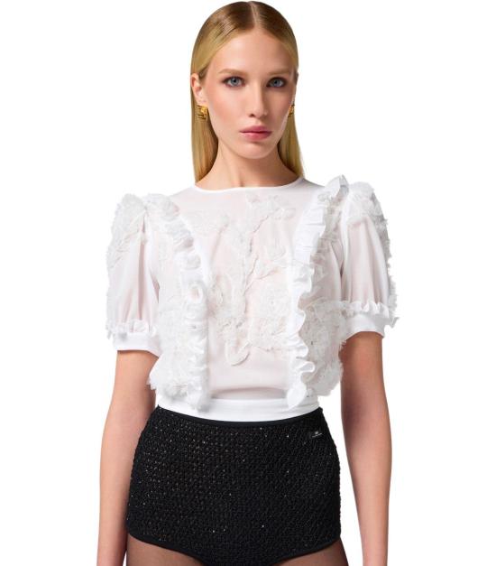 25SS 엘리자베타프랜치 반팔 티셔츠 CA11552E2 360 40 Ivory - ELISABETTA FRANCHI