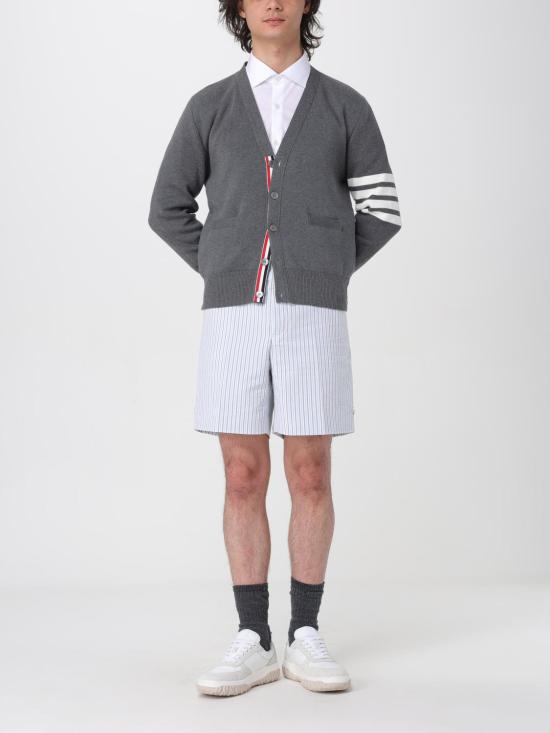25FW 톰브라운 코튼 밀라노 스티치 4바 V넥 가디건 MKC171A00219 035 Grey - THOM BROWNE