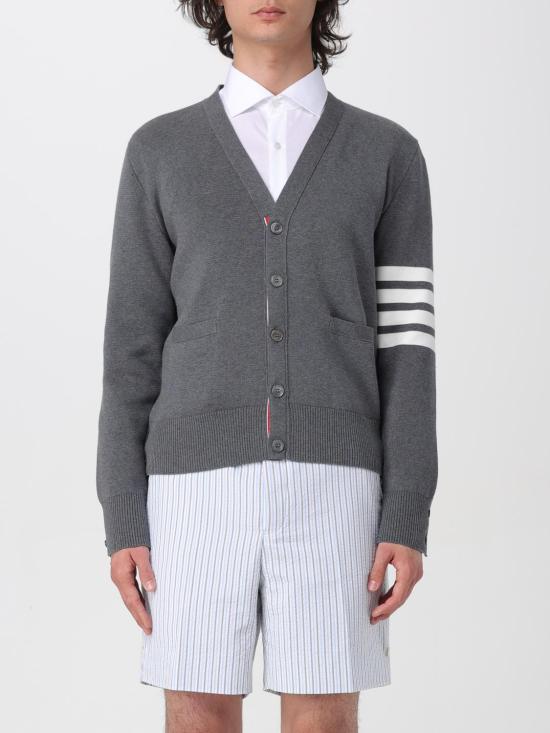 25FW 톰브라운 코튼 밀라노 스티치 4바 V넥 가디건 MKC171A00219 035 Grey