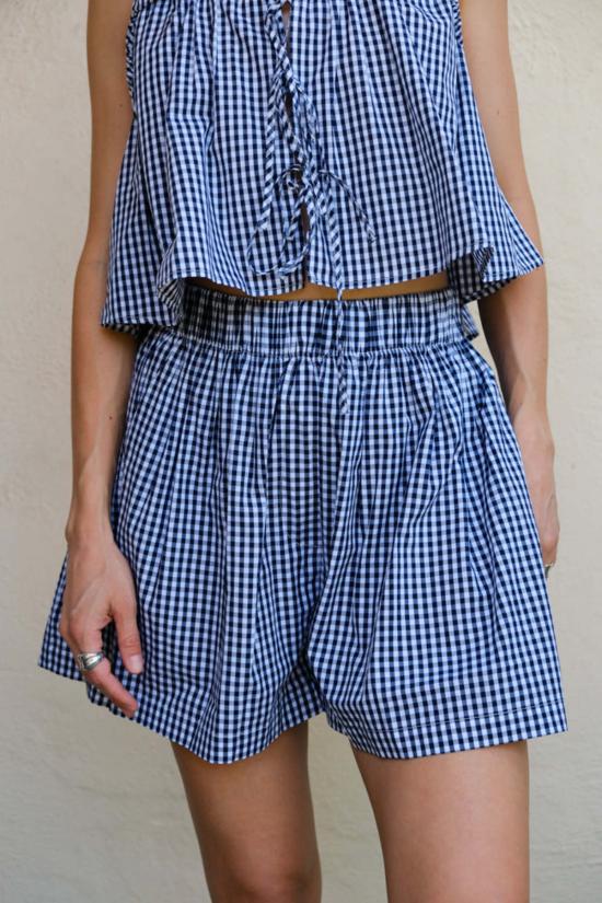  토잇 볼랑 숏팬츠 Toit Volant Joan 복서 반바지 블루 깅엄 - TOIT VOLANT