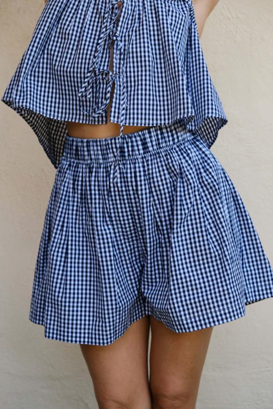  토잇 볼랑 숏팬츠 Toit Volant Joan 복서 반바지 블루 깅엄 - TOIT VOLANT