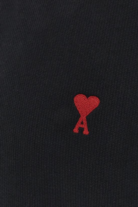 26SS 아미 스몰 하트 로고 루프백 오가닉 코튼 플리스 후드 BFUSW235730 001 BLACK - AMI