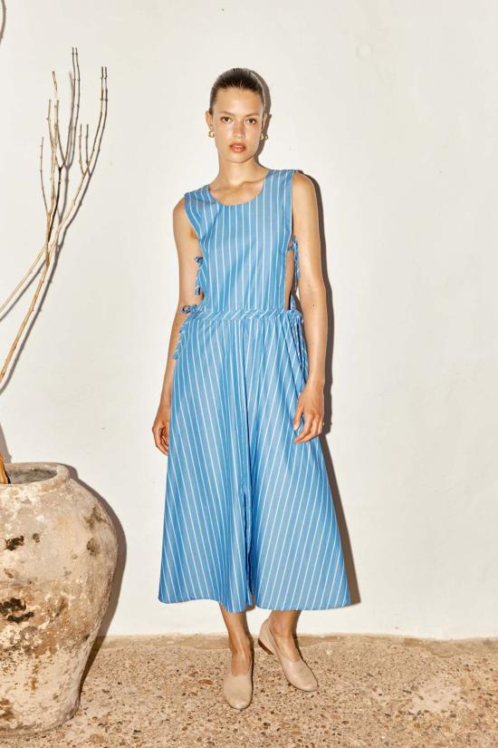  다두라 롱 원피스 다투라 스트라이프 온나 드레스 이집트 블루