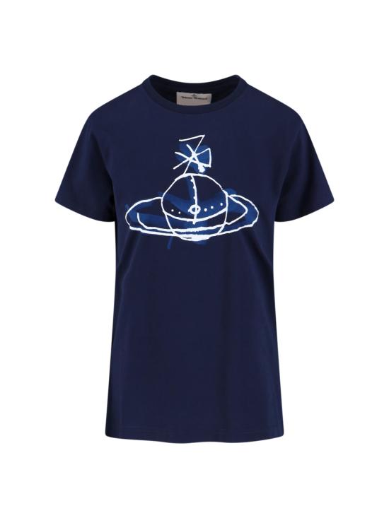 25FW 비비안웨스트우드 페루 드론 ORB 티셔츠 3G01003X J001M K401 Blue