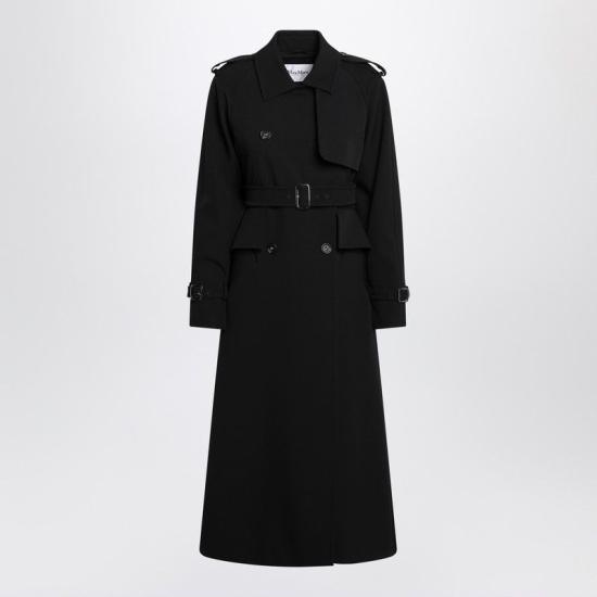 25FW 막스마라 플라비오 벨티즈 롱 트렌치 코트  FLAVIOWO 004 BLACK