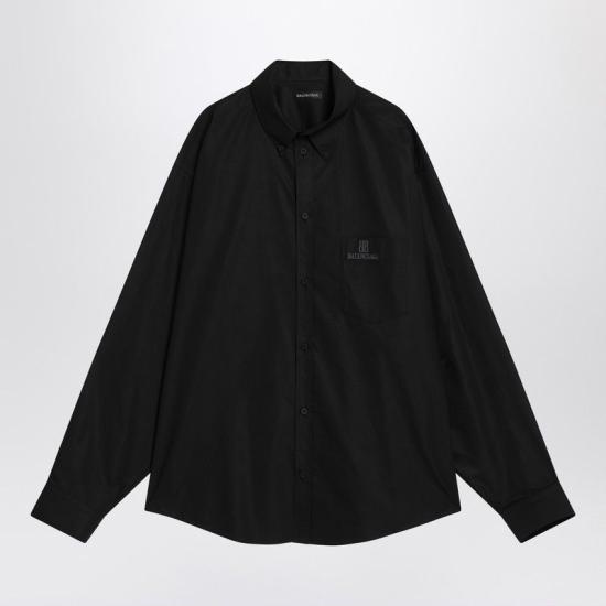 25FW 발렌시아가 긴팔 셔츠 839219TRM28 1000 BLACK