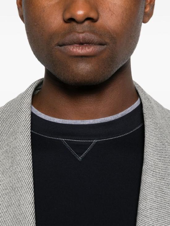 25FW 브루넬로 쿠치넬리 레이어링 코튼 저지 크루넥 티셔츠 M0B137451GCW893 BLUE - BRUNELLO CUCINELLI