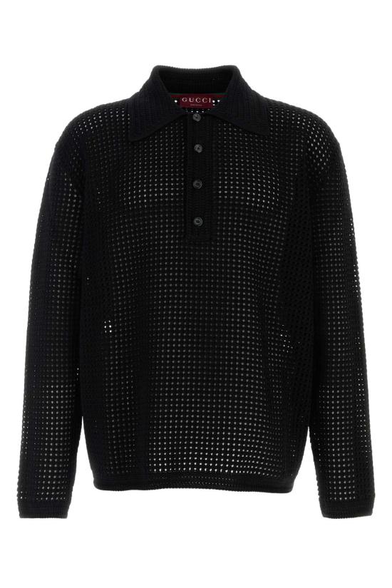 25FW 구찌 니트 폴로 셔츠 827353XKEYQ 1000 BLACK
