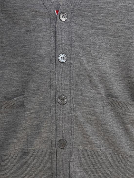 25FW 톰브라운 4바 서스테이너블 파인 메리노 울 클래식 가디건  MKC002AY1014058 GREY - THOM BROWNE