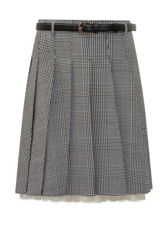 25FW 셀프 포트레이트 미디 스커트 PF25104MSK BLACK WHITE Black