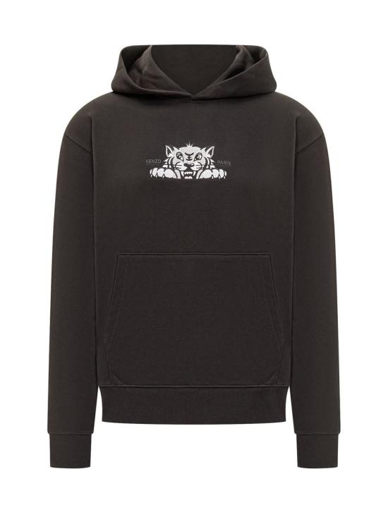 25FW 겐조 해피 타이거 자수 후드 티셔츠  FF65HO2534MF 99J Black