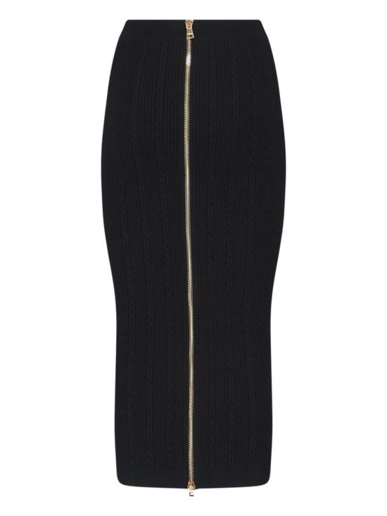 25FW 발망 미디 스커트 FF1LD066KI500PA Black - BALMAIN