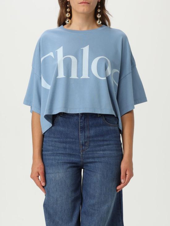 25FW 끌로에 반팔 티셔츠 CH25AJH09183 40Q Blue - CHLOE