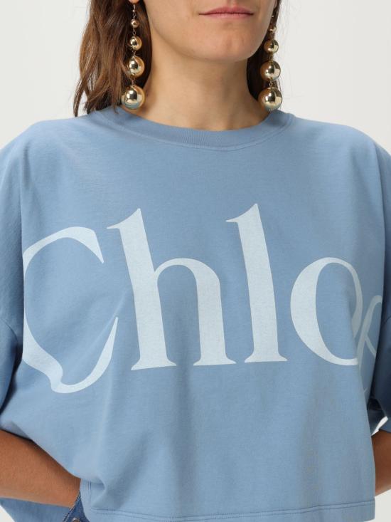 25FW 끌로에 반팔 티셔츠 CH25AJH09183 40Q Blue - CHLOE