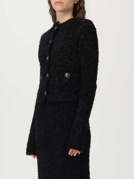 25SS 발렌시아가 트위드 크롭 가디건 793604T3328 1000 Black - BALENCIAGA