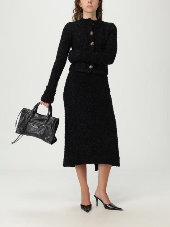 25SS 발렌시아가 트위드 크롭 가디건 793604T3328 1000 Black - BALENCIAGA