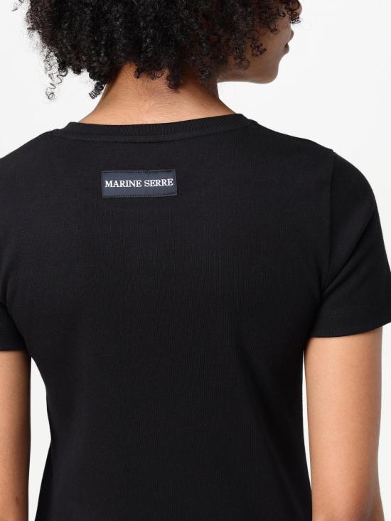 26SS 마린세르 문 로고 저지 베이비핏 티셔츠 WTT012ACJER0008 BK99 Black - MARINE SERRE