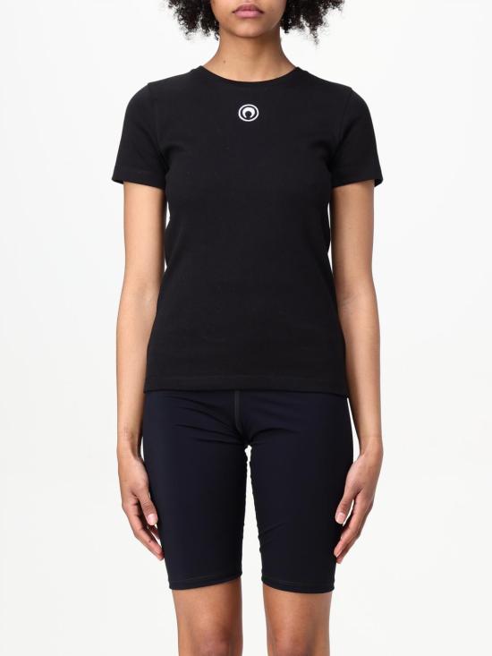 26SS 마린세르 문 로고 저지 베이비핏 티셔츠 WTT012ACJER0008 BK99 Black