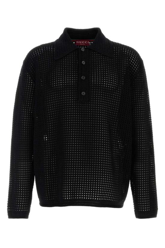25FW 구찌 니트 폴로 셔츠  827353XKEYQ 1000 Black