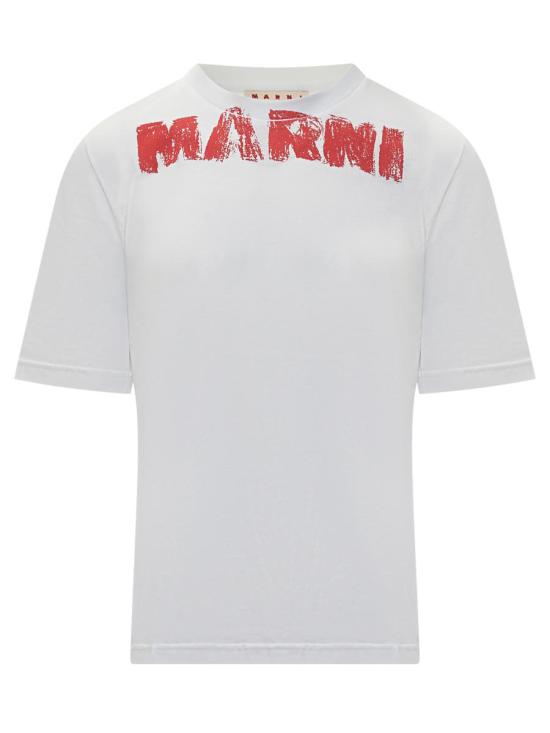 25FW 마르니 반팔 티셔츠 HUMU0348P0USCY33 LOW01 WHITE