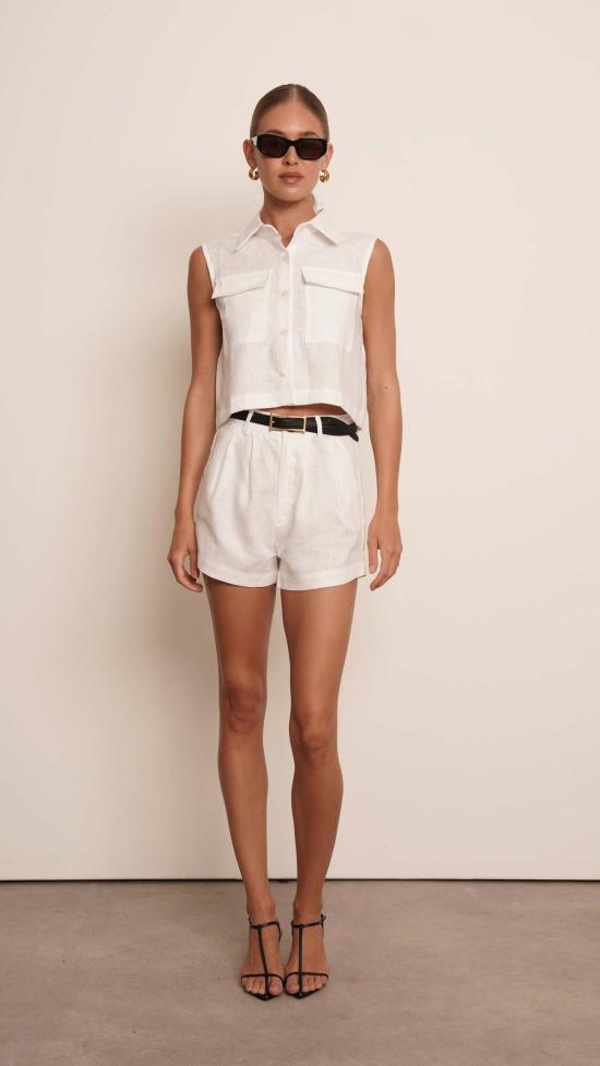  파렌테지 민소매 티셔츠 베일 탑 화이트