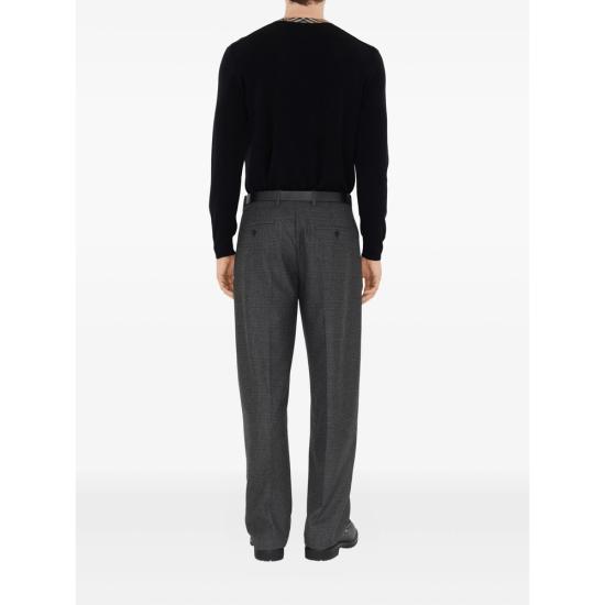 25FW 버버리 체크 트리밍 울 스웨터  8113085 MICHAEL CT A1222 BLUE - BURBERRY