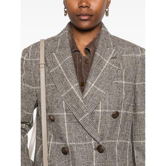 25FW 브루넬로 쿠치넬리 수트 자켓 MV4037053 C011 BROWN WHITE - BRUNELLO CUCINELLI