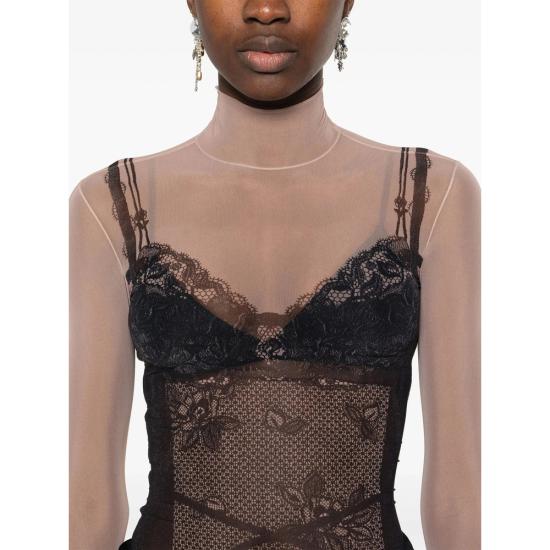 25SS 발렌시아가 트롱프 뢰유 란제리 탑 829214 4F4B4 1094 NEUTRALS BLACK - BALENCIAGA