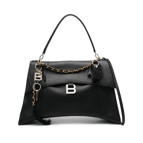 25SS 발렌시아가 아워글래스 소프트 핸드백 810732 2ABLW 1000 BLACK