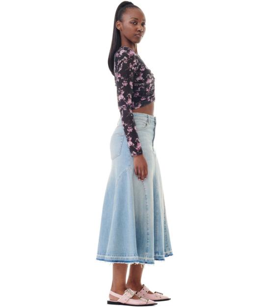  가니 데님 스커트 J1474 091 34 Light Blue - GANNI