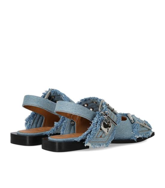 25SS 가니 데님 참스 페미닌 버클 발레리나 S2939 928 36 Light Blue - GANNI