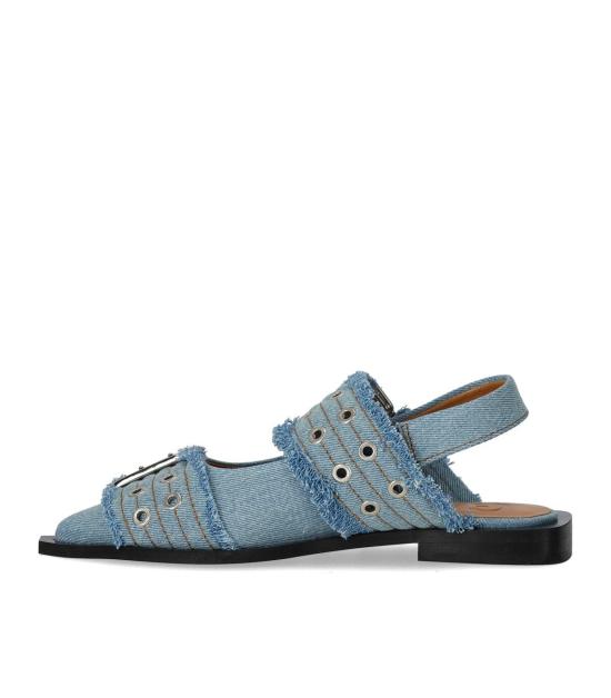 25SS 가니 데님 참스 페미닌 버클 발레리나 S2939 928 36 Light Blue - GANNI